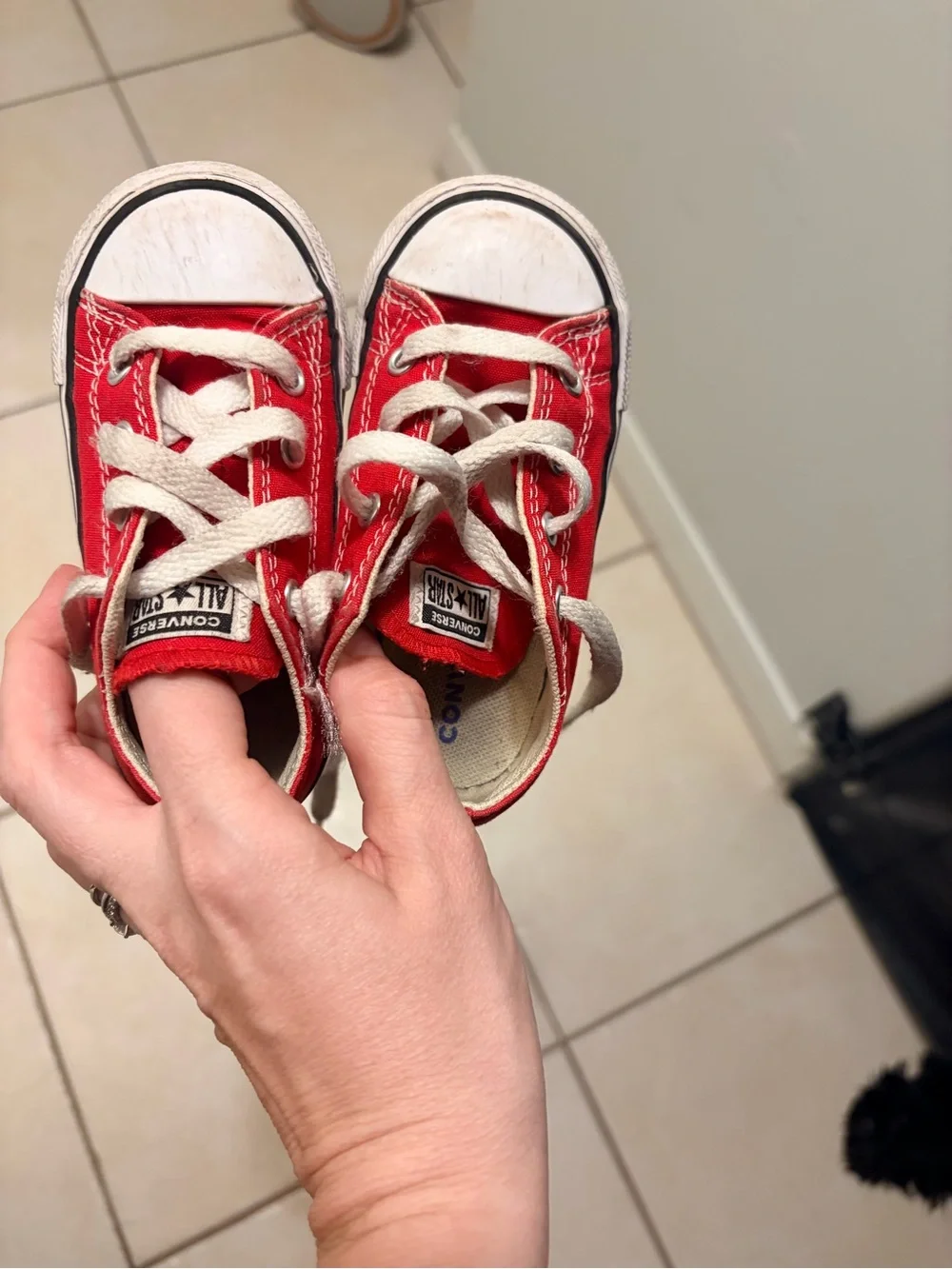 Converse Red Low-Top Baby Sneakers with White Trim